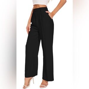 Elegant Black Wide-Leg Trouser (Medium Short)